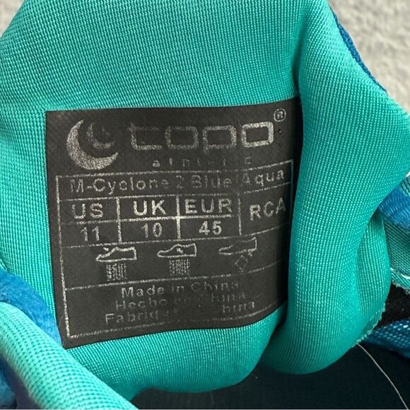 Topo Athletic Mens Shoes Size 11 Cyclone 2 Aqua Blue Low Top Running Sneakers - Picture 9 of 10